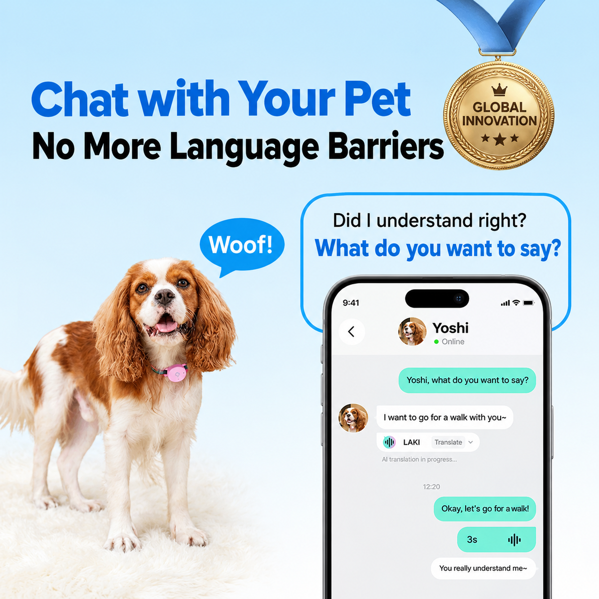 Pawkeyland Health Smart Collar for Dogs