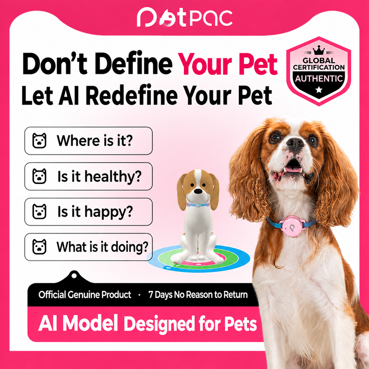 Pawkeyland Health Smart Collar for Dogs